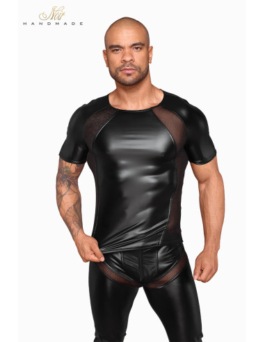 T-shirt wetlook et filet H056