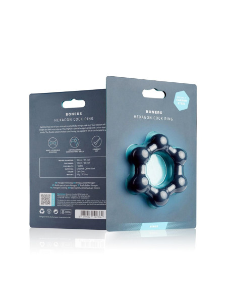 Cockring Hexagonal avec billes en acier - Boners