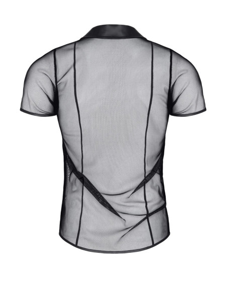Polo en maille noire transparente - Regnes